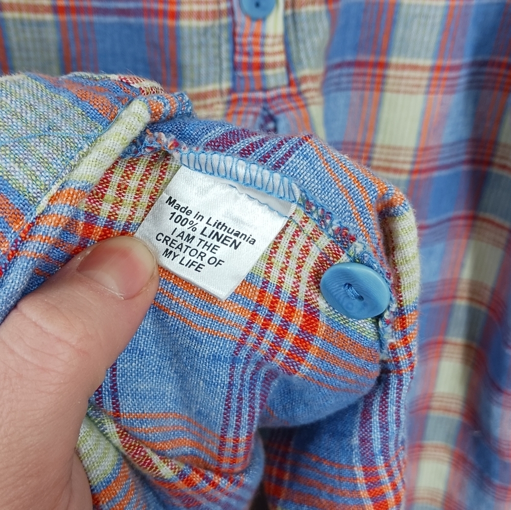 FLAX Plaid Linen Tunic - Picture 5 of 5